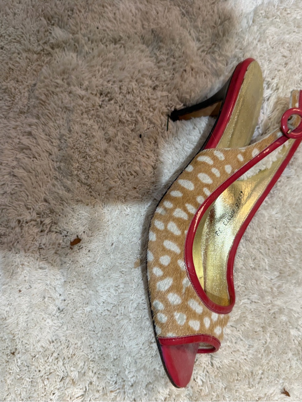 Boden Tan and Red Polka-Dot Slingback Heel